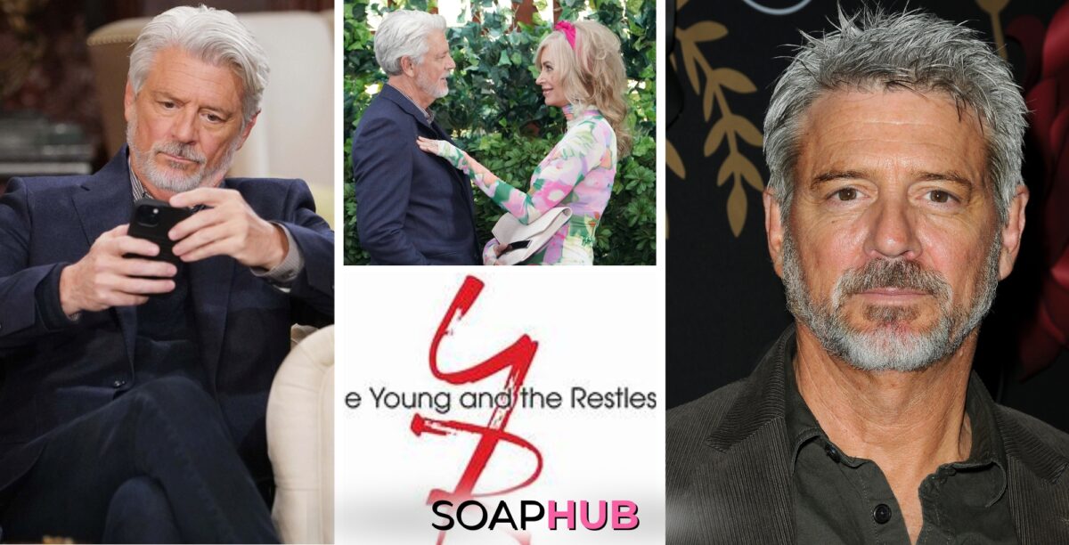 Collage featuring Christopher Cousins who says he's extending his run on Y&R, with Soap Hub Logo near bottom of image