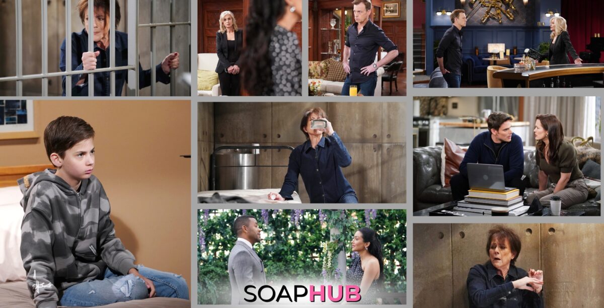 Young and the Restless spoilers photos for May 21 with the Soap Hub logo.