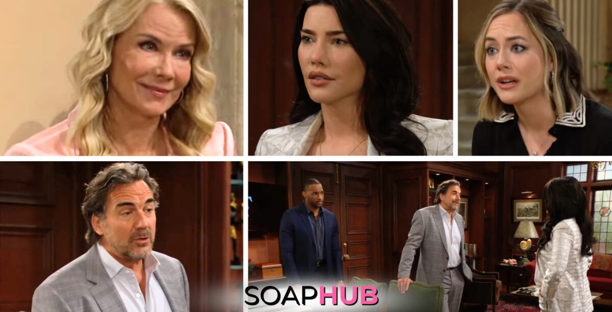 Collage of Tuesday, June 4, 2024, episode of The Bold and the Beautiful, with Soap Hub logo near bottom image
