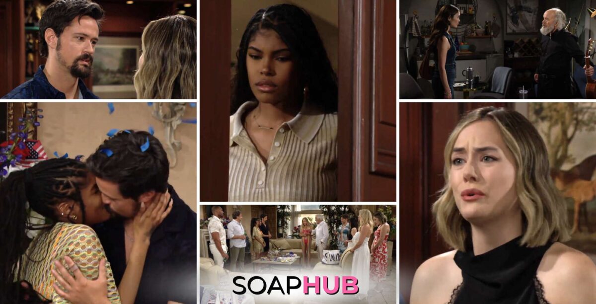Bold and the Beautiful spoilers weekly video for July 1-5 with the Soap Hub logo.