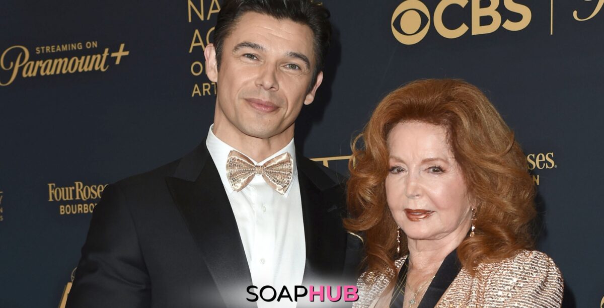 Paul Telfer and Suzanne Rogers at the Daytime Emmys Soap Hub logo