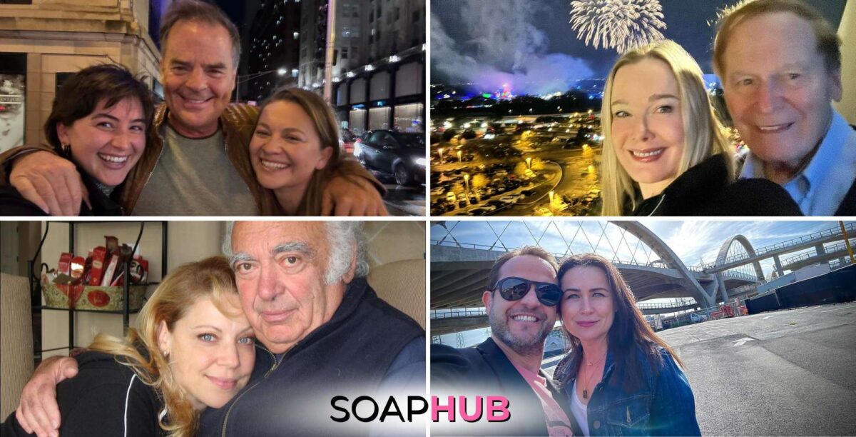 Various soap actors with their dads and the Soap Hub logo across the bottom.