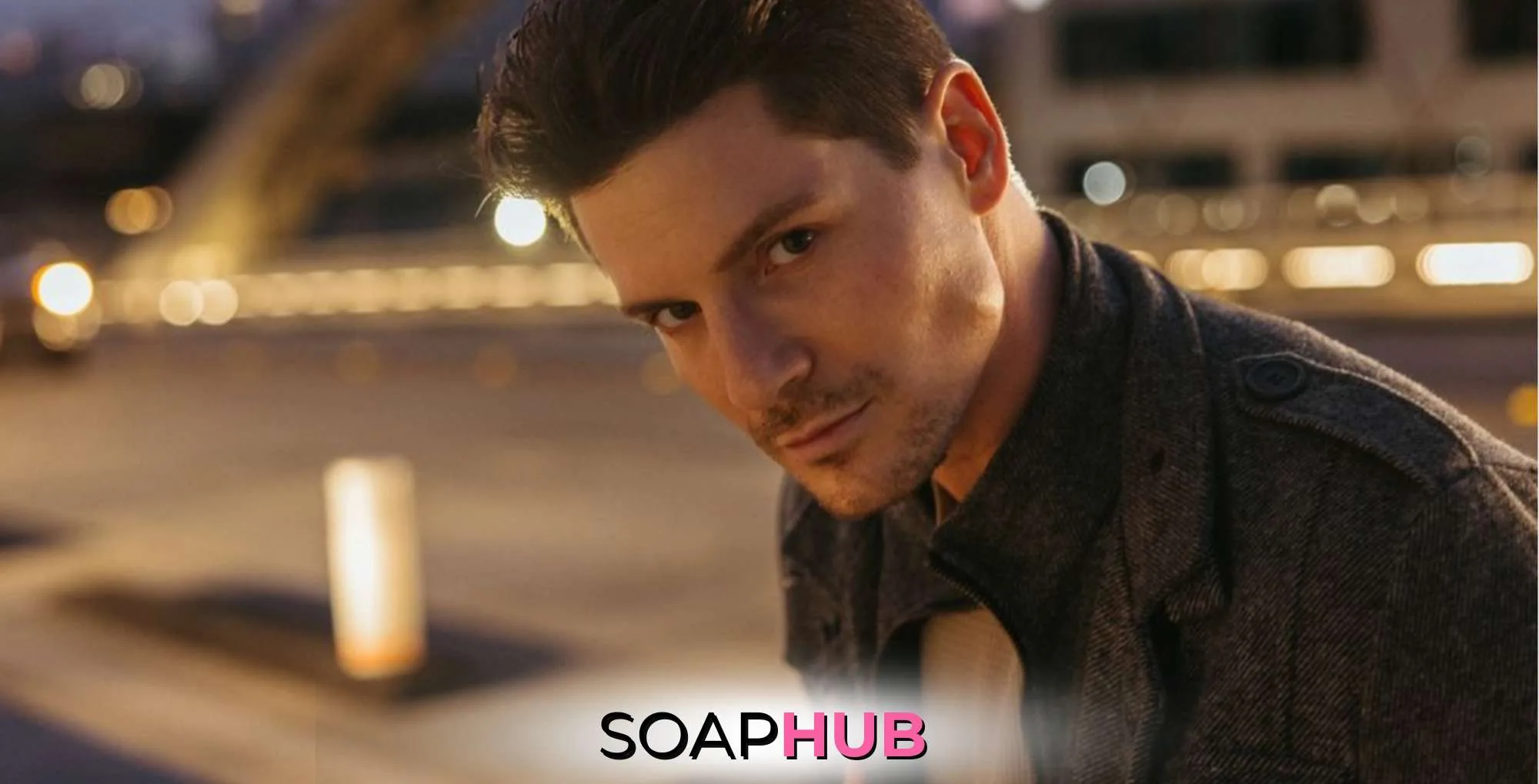 General Hospital alum Robert Palmer Watkins with the Soap Hub logo.