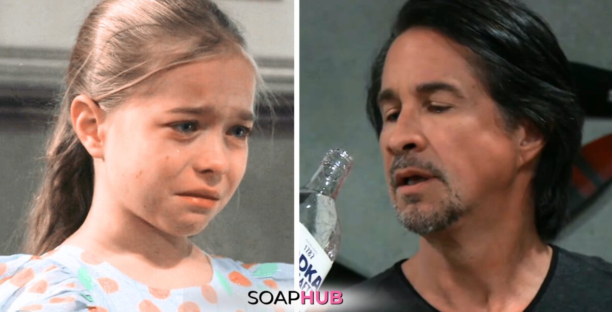 Violet and Finn on the June 25, 2024 episode of General Hospital with the Soap Hub logo across the bottom.