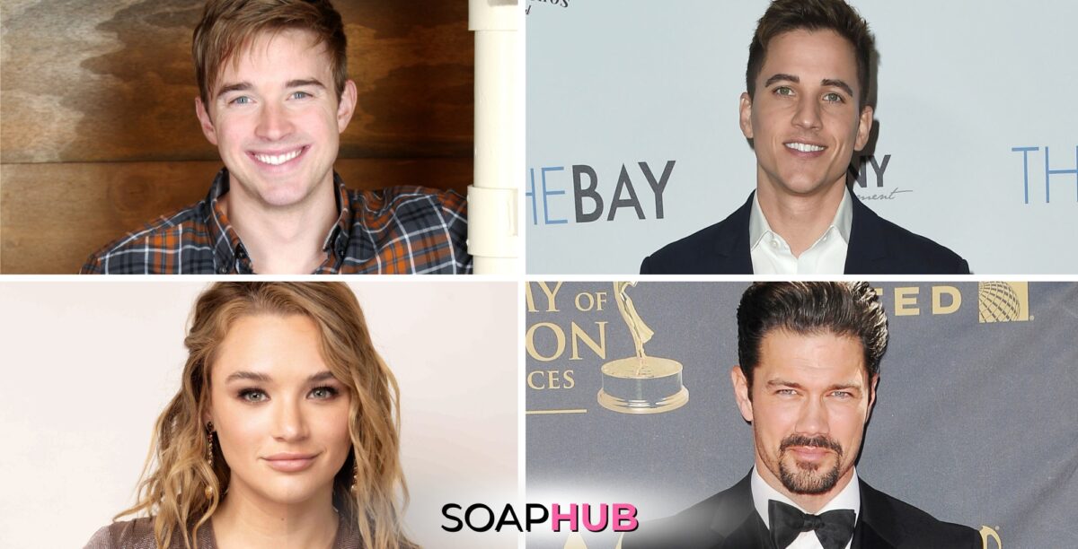 Chandler Massey, Hunter King, Ryan Paevey, and Mike Manning with the Soap Hub logo across the bottom.