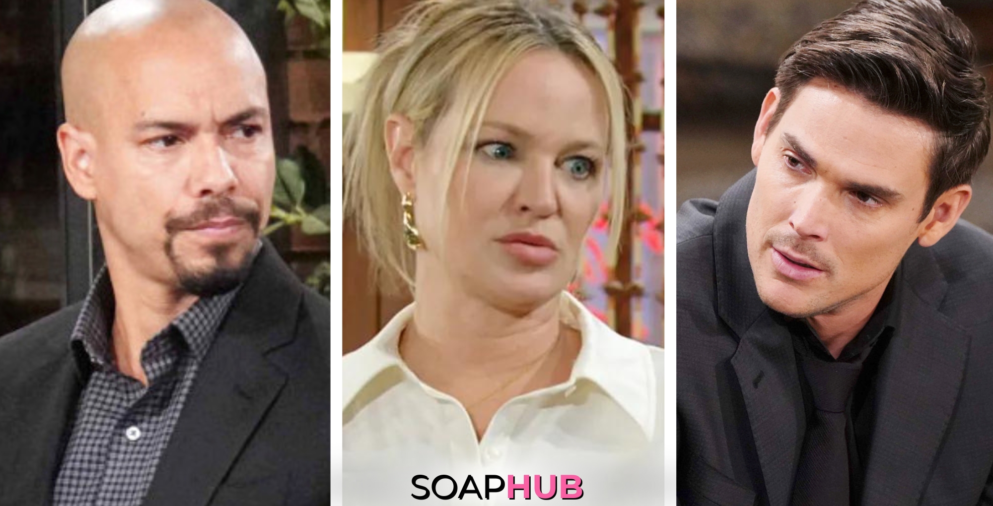 Devon, Sharon, and Adam are featured in The Young and the Restless Spoilers for the week of June 24 - June 28, 2024. With soap hub log on bottom of image