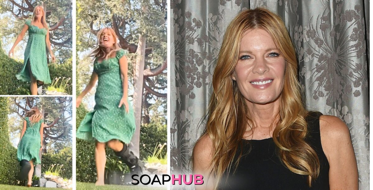Michelle Stafford has hurt her foot after chasing a dog. 