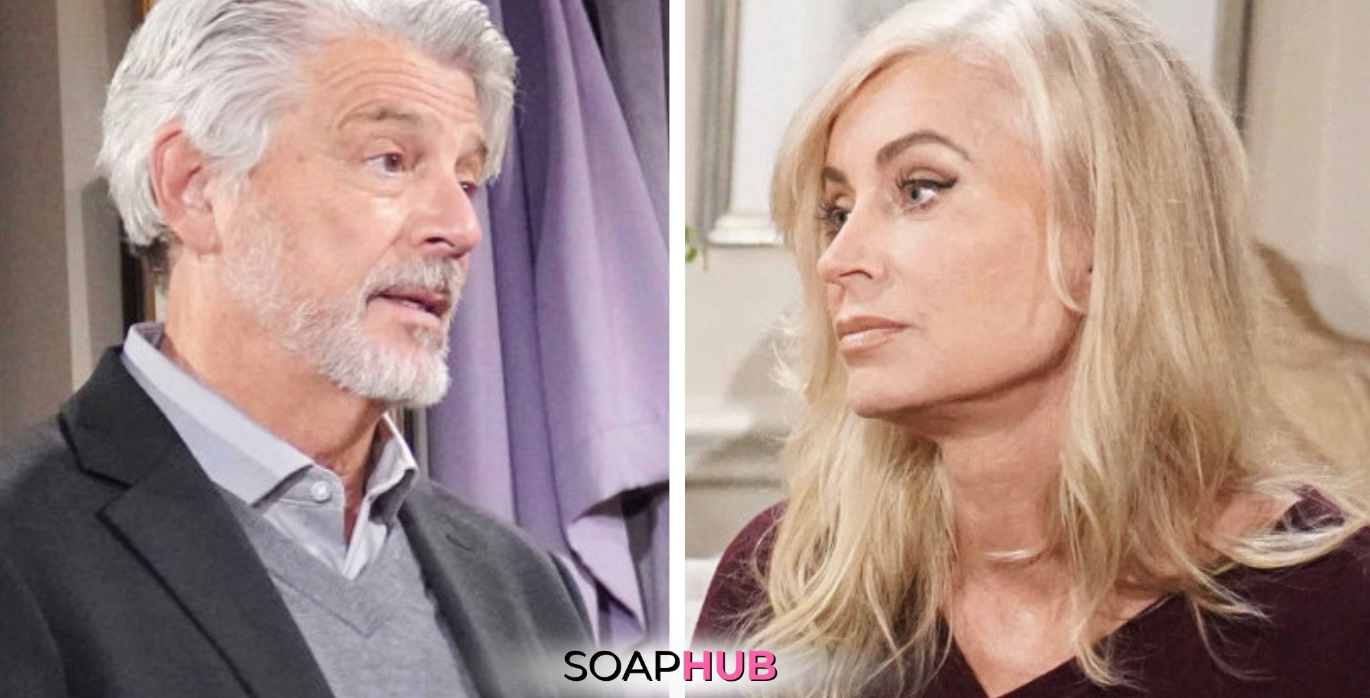 The Young and the Restless spoilers for June 6 feature Alan and Ashley with the Soap Hub logo.