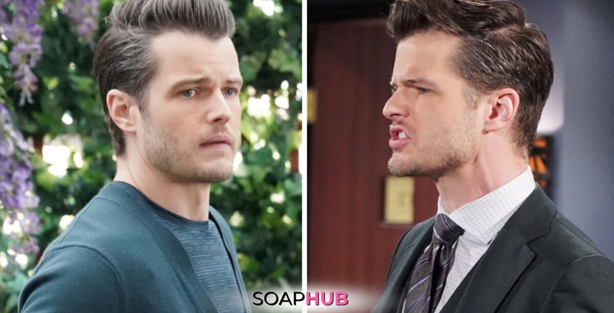 The Young and the Restless spoilers for June 24 with Kyle and the Soap Hub logo.