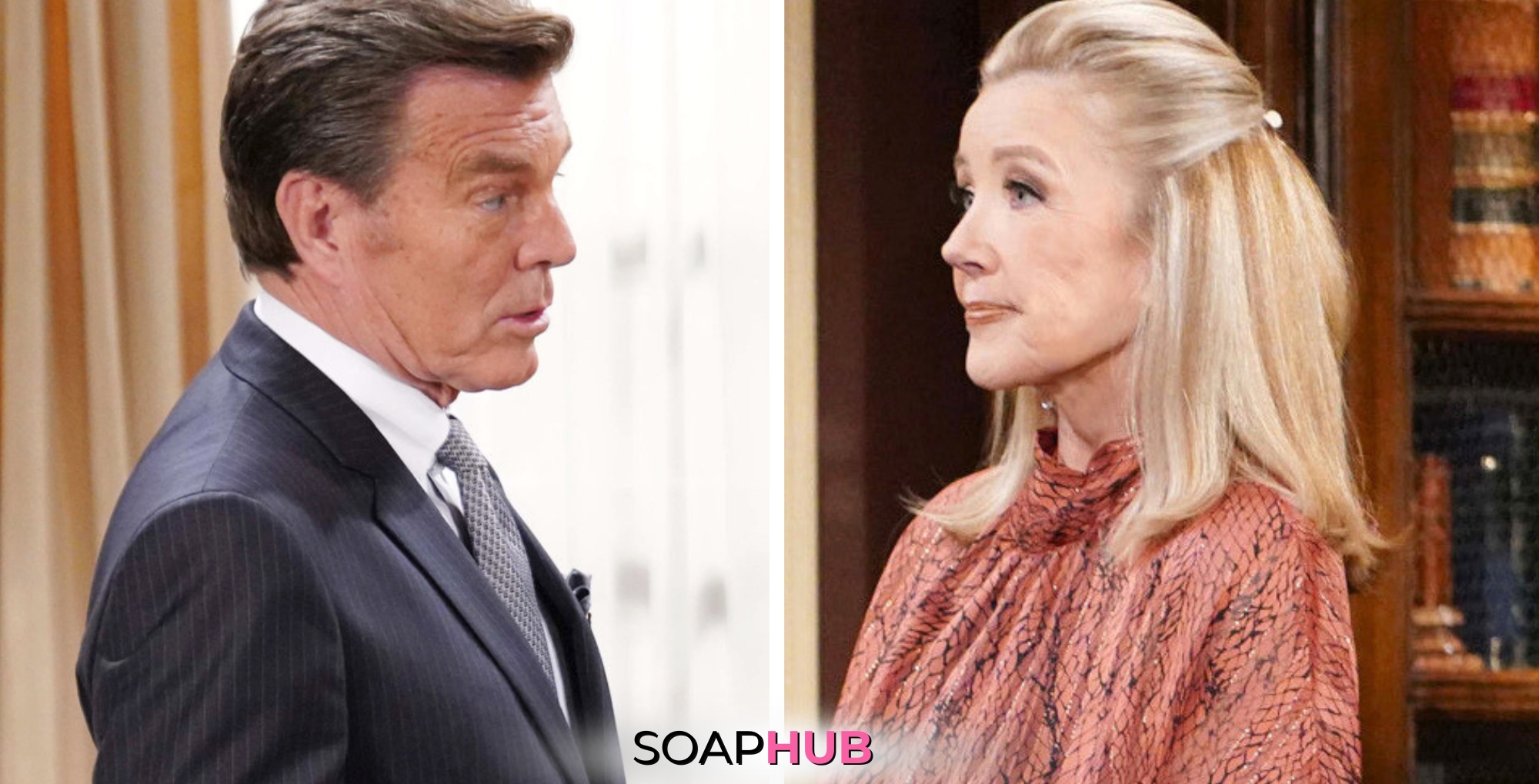 The Young and the Restless spoilers for July 2 with Jack and Nikki and the Soap Hub logo.