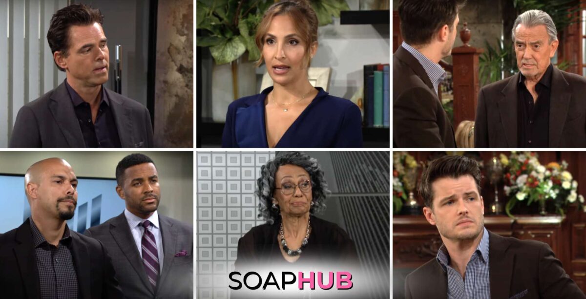 Young and the Restless spoilers weekly video for June 24-28 and the Soap Hub logo.