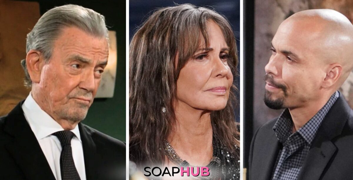 The Young and the Restless spoilers weekly update with Victor, Jill, Devon, and the Soap Hub logo.
