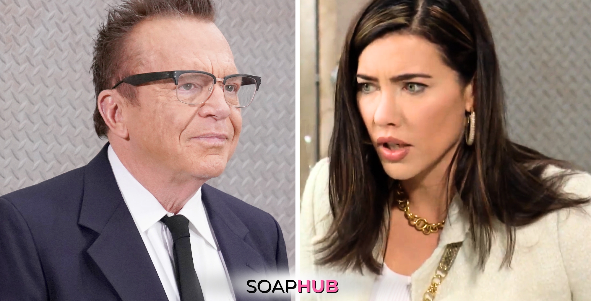 Bold and the Beautiful Spoilers for Wednesday, July 31, Episode 9327 Feature Captain Deuce Stevens and Steffy with the Soap Hub Logo Across the Bottom.