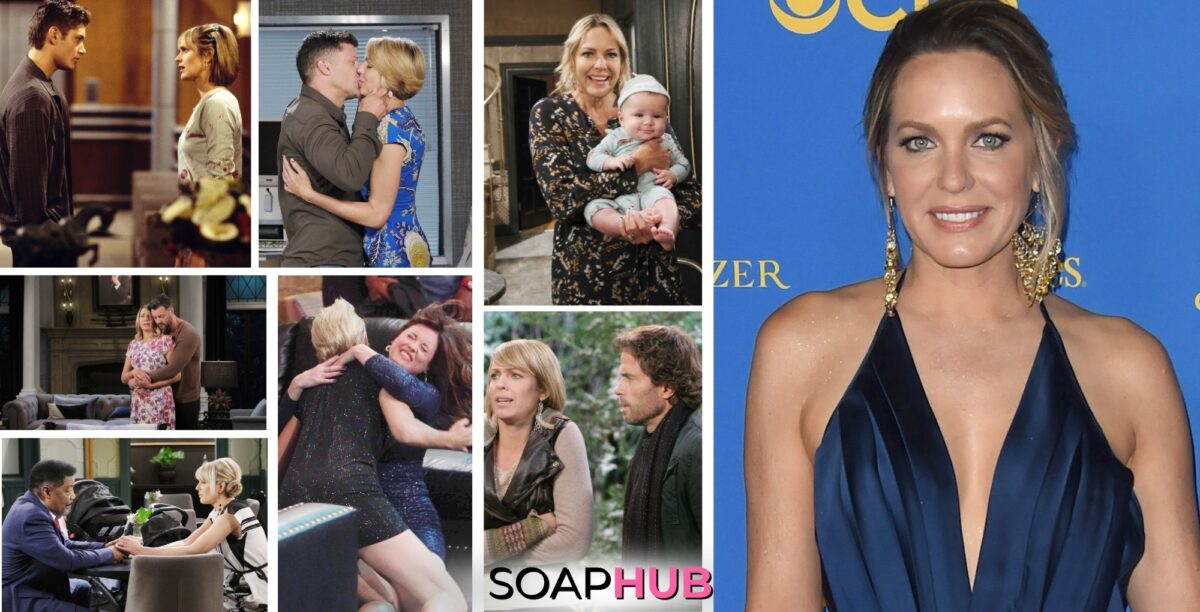 Arianne Zucker as Nicole on Days of our Lives with the Soap Hub logo.