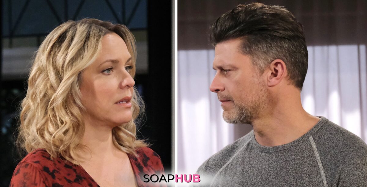Days of our Lives spoilers for July 5 with Nicole, Eric, and the Soap Hub logo.