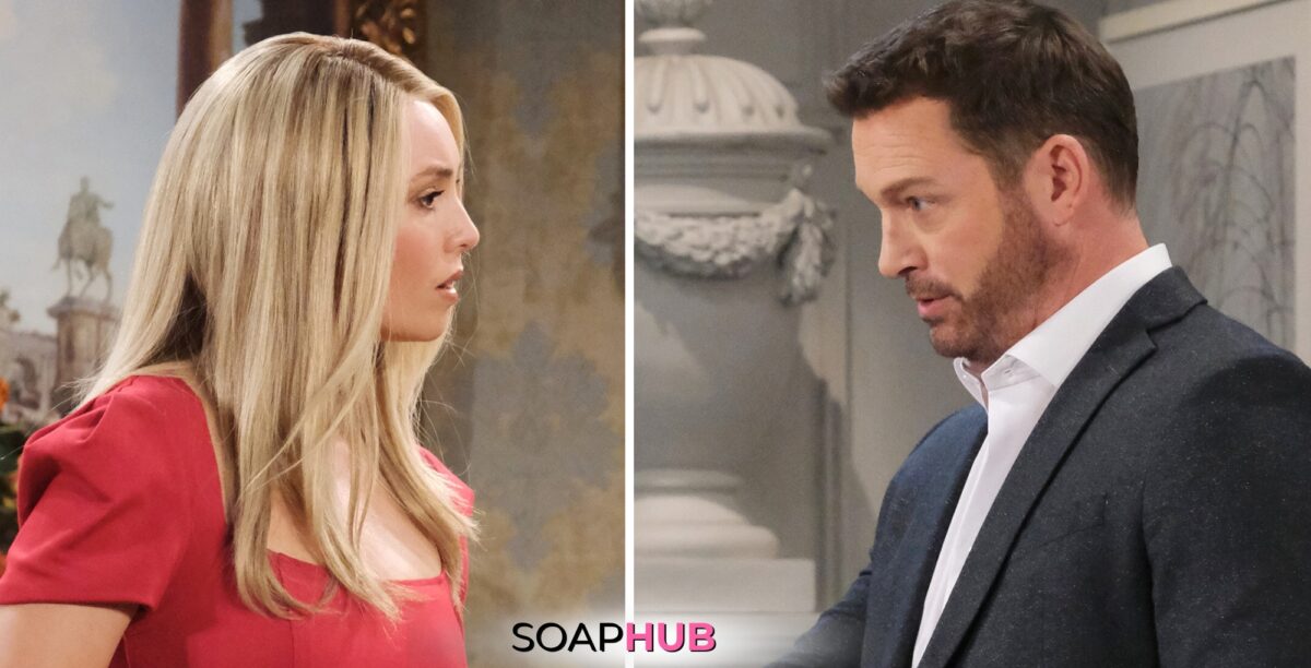 Days of our Lives spoilers July 4 with Theresa, Brady and the Soap Hub logo.