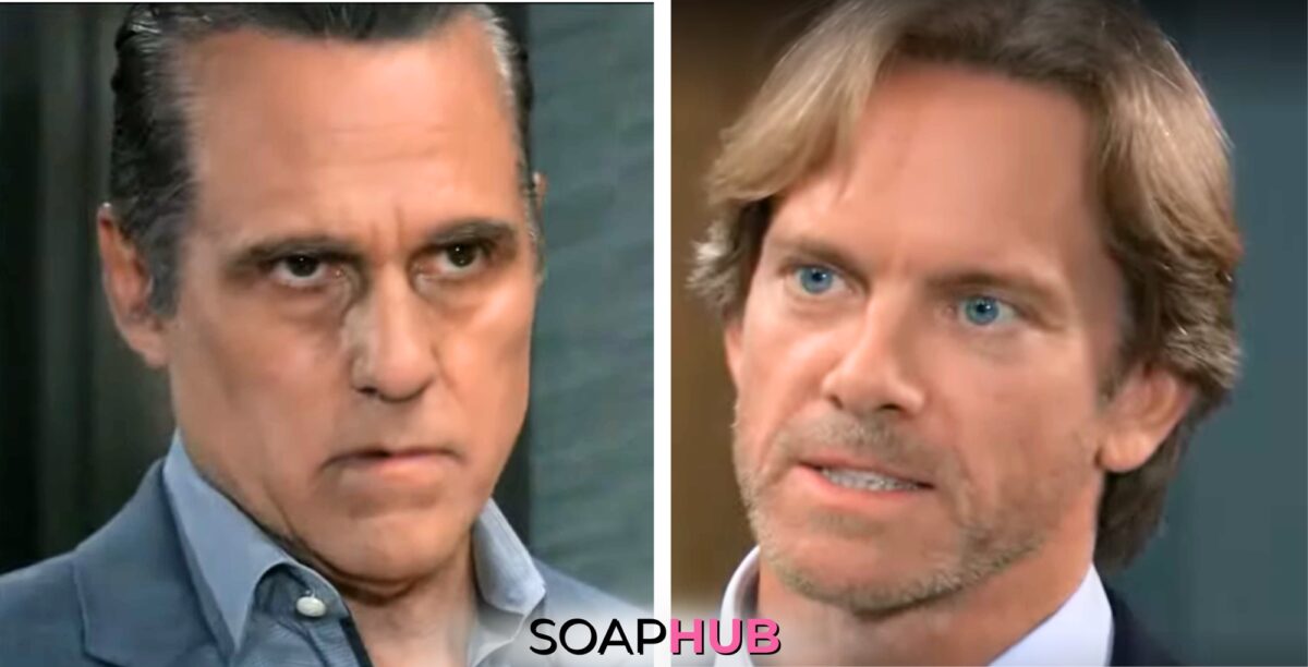 Sonny and John on the July 26, 2024 episode of General Hospital with the Soap Hub logo across the bottom.