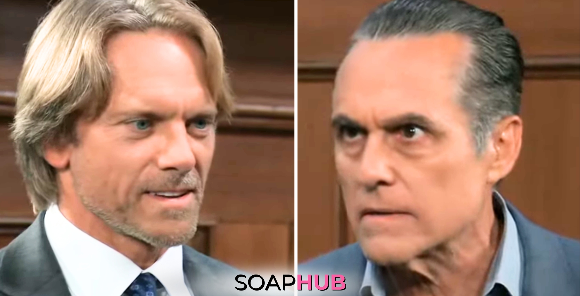 John and Sonny on the July 29, 2024 episode of General Hospital with the Soap Hub logo across the bottom.