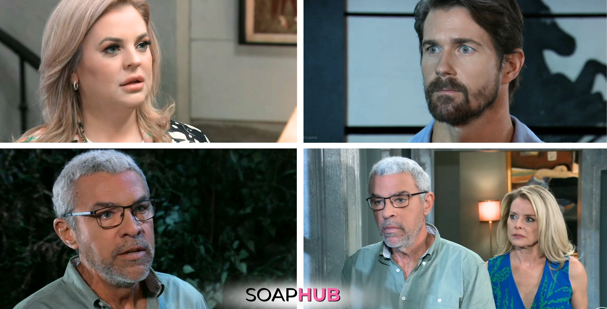 Maxie, Cody, Mac, and Felicia on the July 9, 2024 episode of General Hospital with the Soap Hub logo across the bottom.