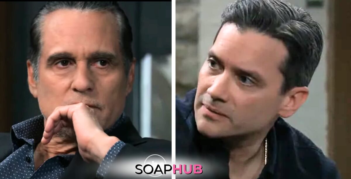 General Hospital spoilers for Monday, July 29, 2024, featuring Dante and Sonny, with the Soap Hub logo near bottom of image.