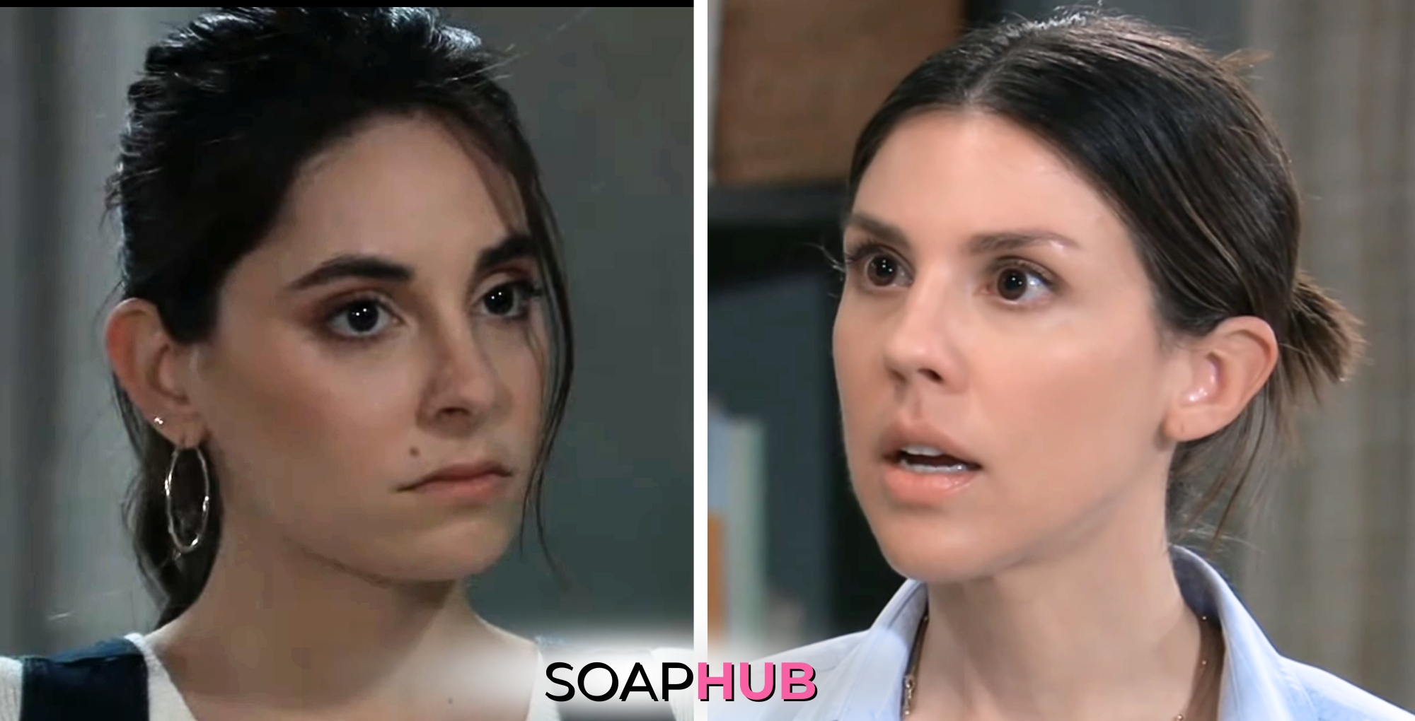 General Hospital spoilers for Wednesday, July 31, 2024, featuring Molly and Kristina, with the Soap Hub logo near bottom of image.