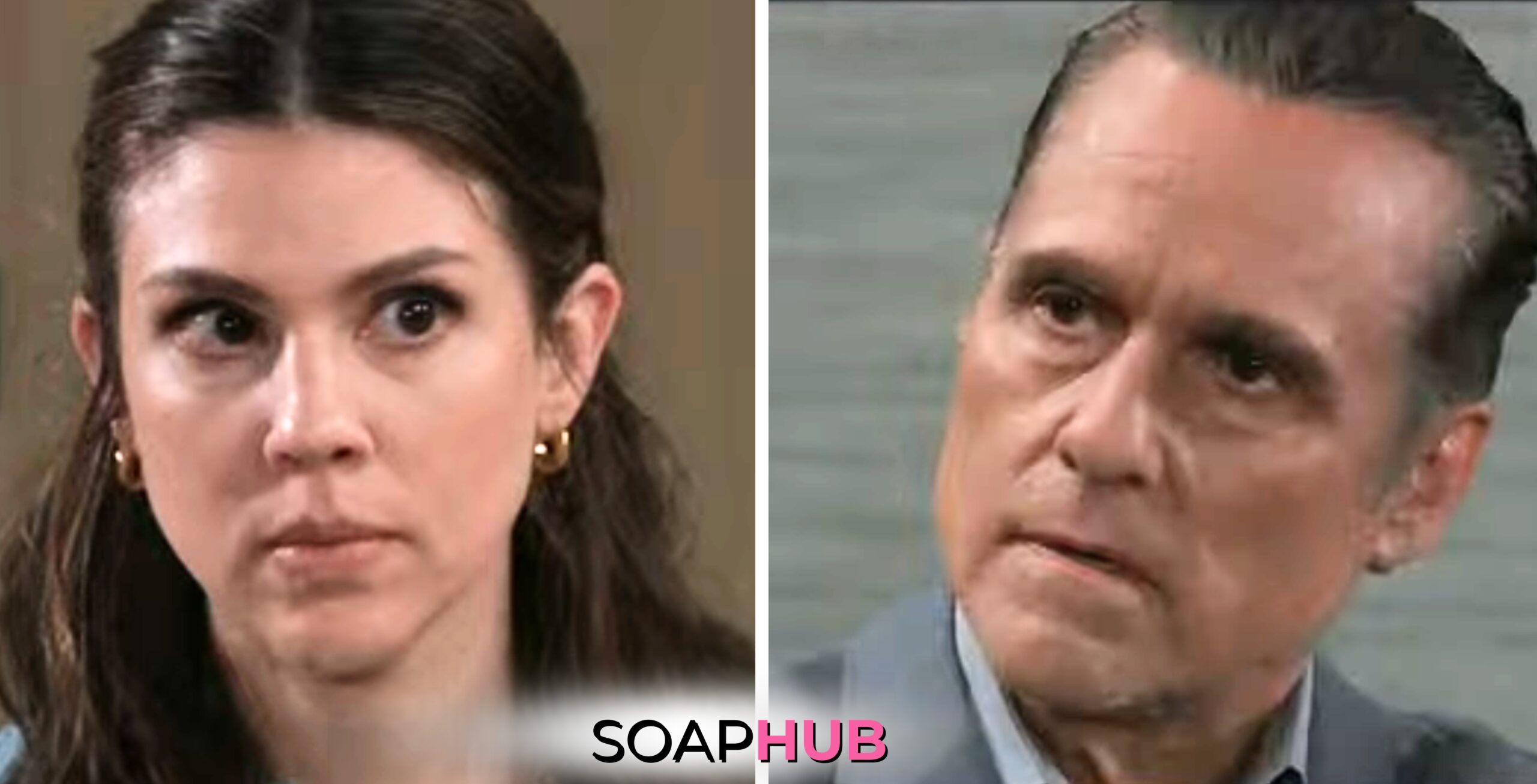 General Hospital spoilers for Thursday, August 1, 2024, featuring Kristina and Sonny, with the Soap Hub logo near bottom of image.