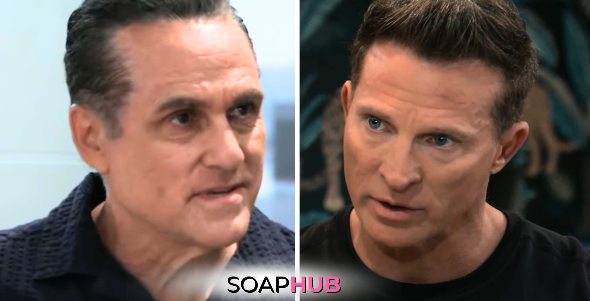 General Hospital spoilers for Wednesday, July 10, 2024, featuring Sonny and Jason, with the Soap Hub logo near bottom of image.