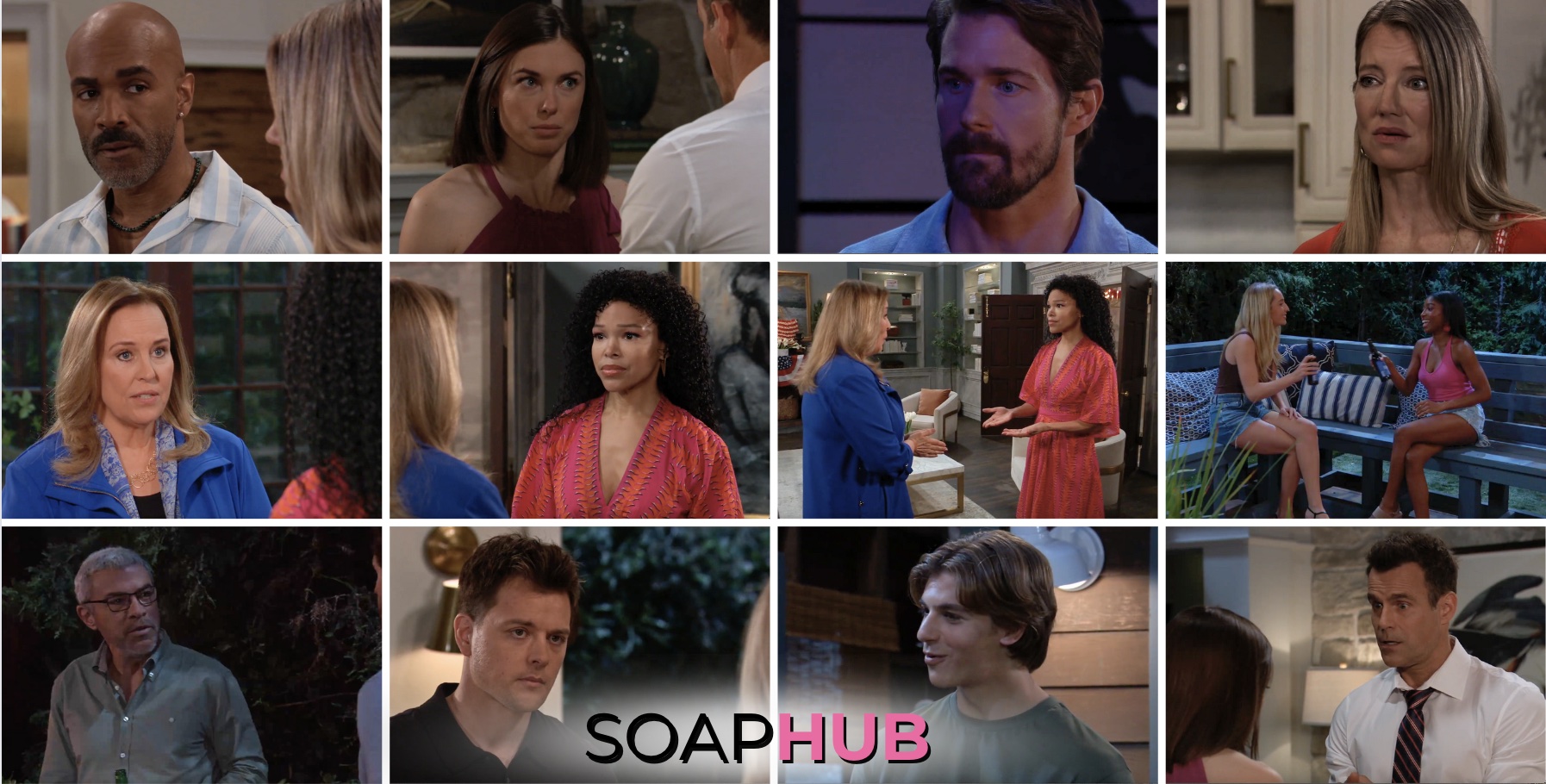General Hospital preview collage for Tuesday, July 9, 2024, episode, with the Soap Hub logo across the bottom.