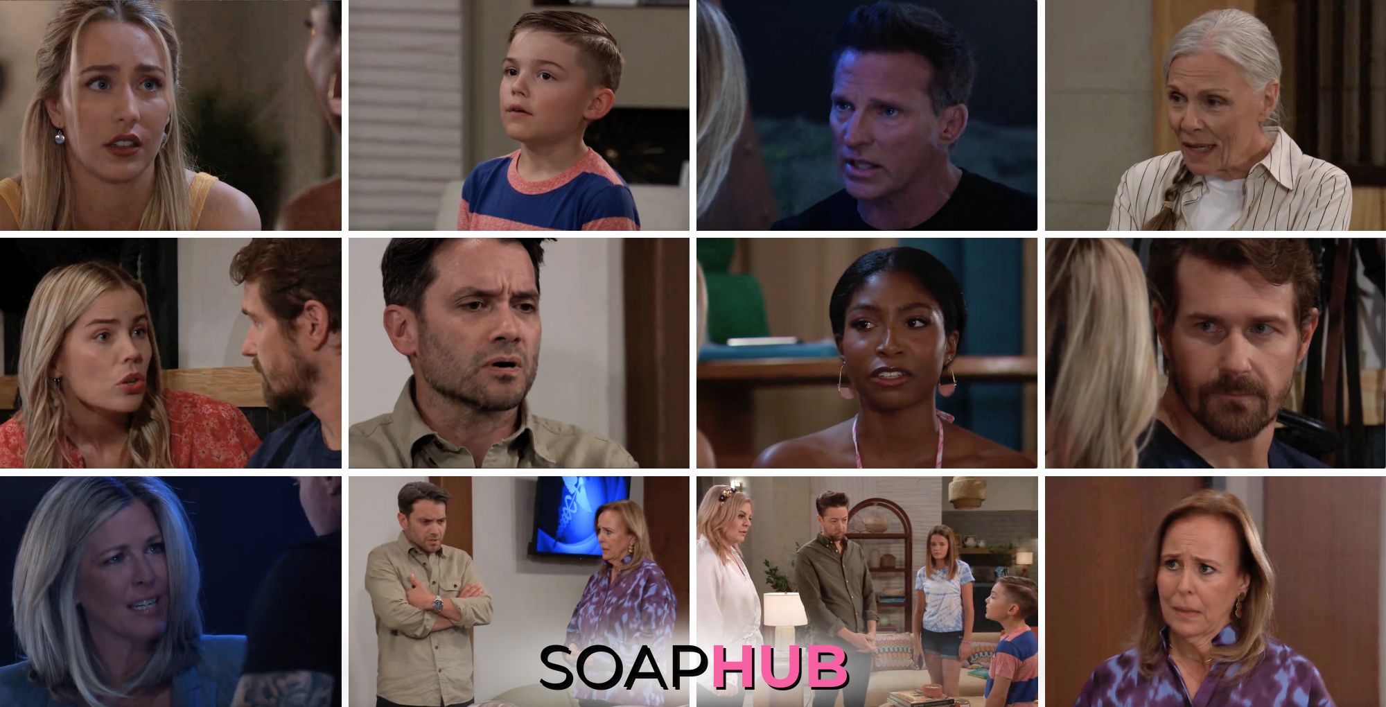 General Hospital preview collage for Friday, July 19, 2024, episode, with the Soap Hub logo across the bottom.