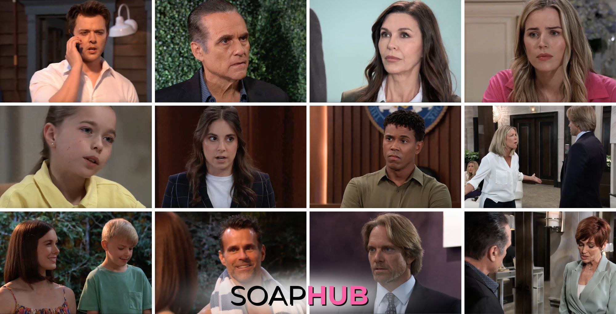 General Hospital preview collage for Thursday, July 25, 2024, episode, with the Soap Hub logo across the bottom.