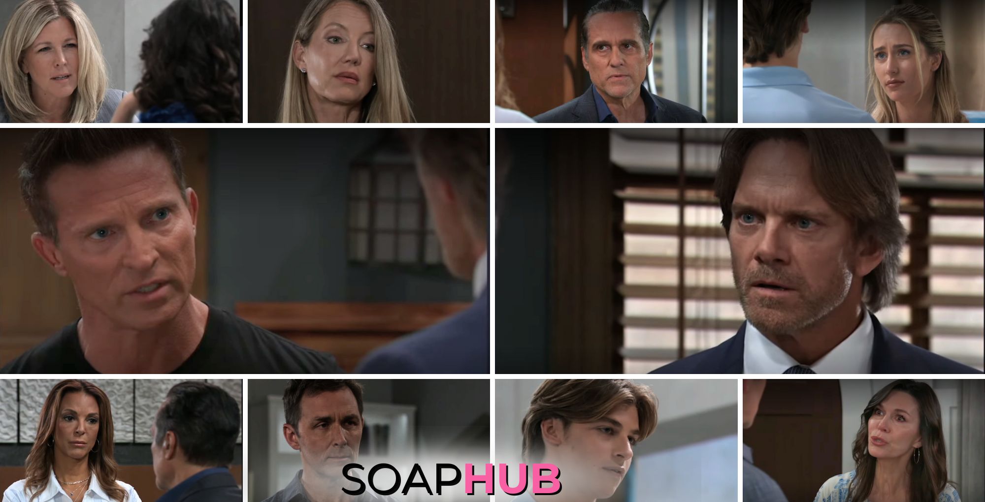 General Hospital preview collage for Wednesday, July 17, 2024, episode, with the Soap Hub logo across the bottom.