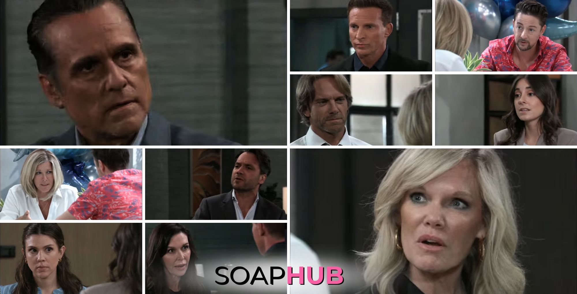 General Hospital preview collage for Wednesday, July 31, 2024, episode, with the Soap Hub logo across the bottom.