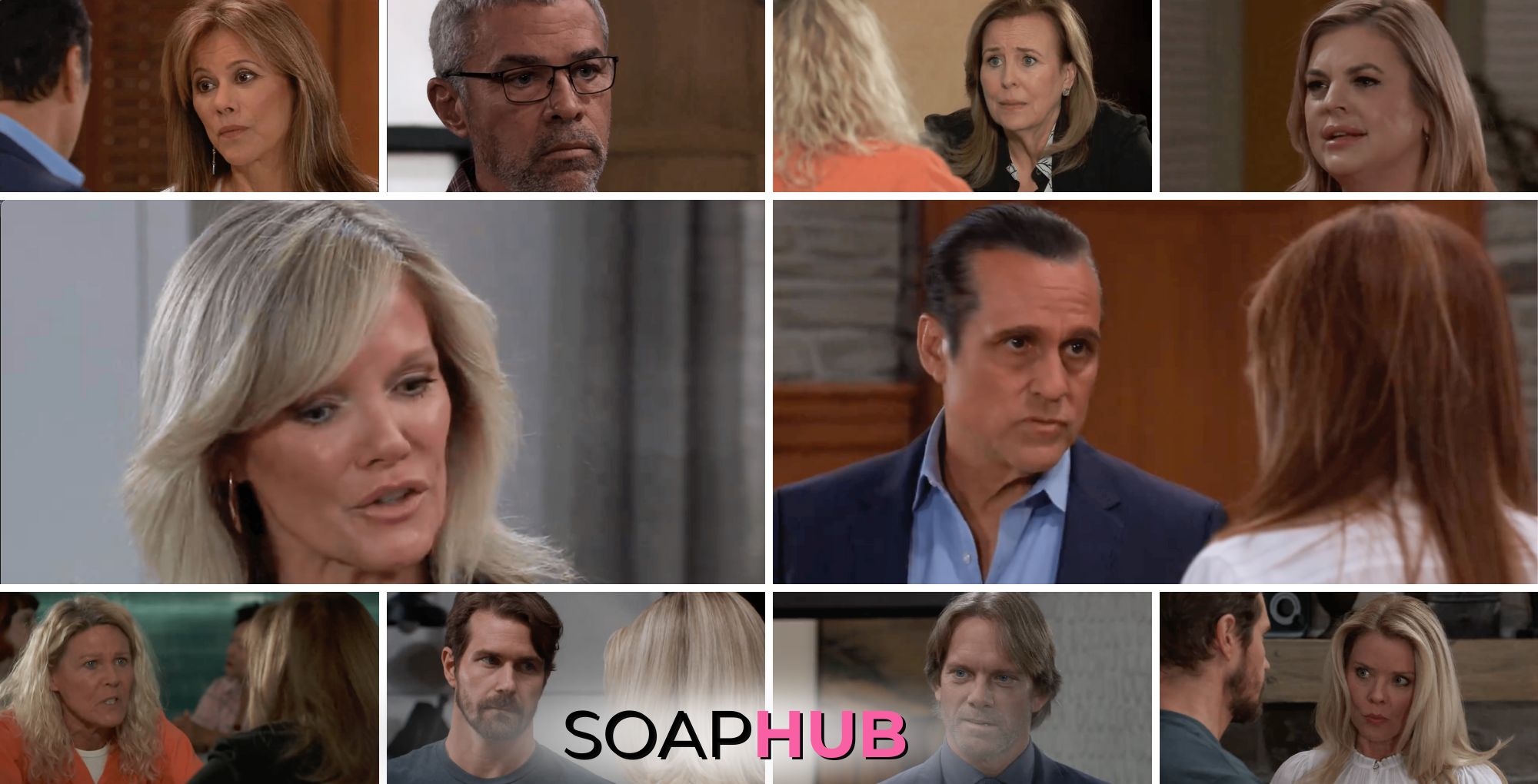 General Hospital preview collage for Thursday, July 11, 2024, episode, with the Soap Hub logo across the bottom.