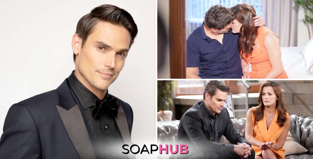 The Young and the Restless Mark Grossman, Adam, and Sally with the Soap Hub logo.