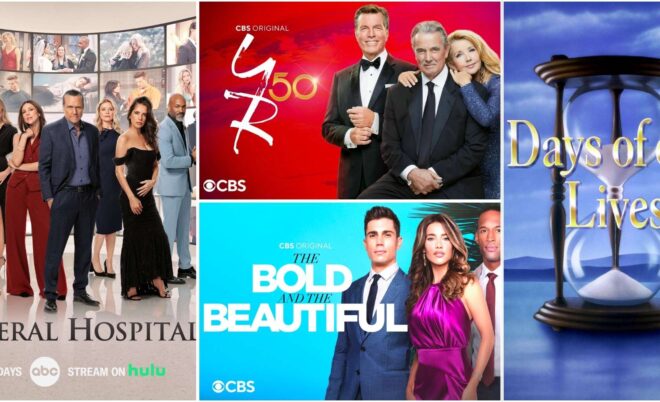 Soap Operas General Hospital, The Young and the Restless, The Bold and the Beautiful, and Days of our Lives with the Soap Hub logo.