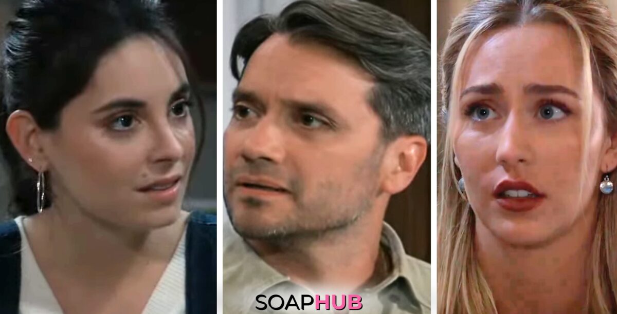 Molly, Dante, and Josslyn on General Hospital with the Soap Hub logo across the bottom.