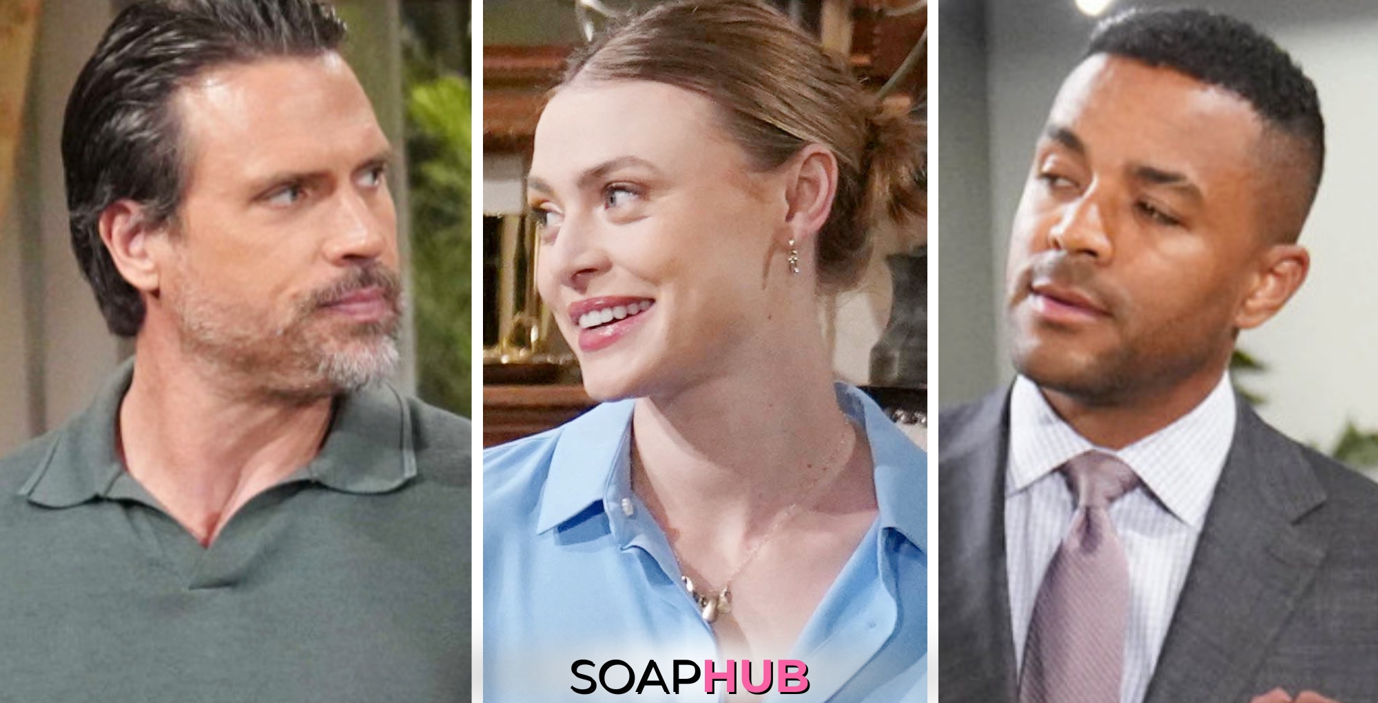 Nick, Claire, and Nate are featured in The Young and the Restless Spoilers for the week of July 15 - July 19, 2024. With soap hub log on bottom of image