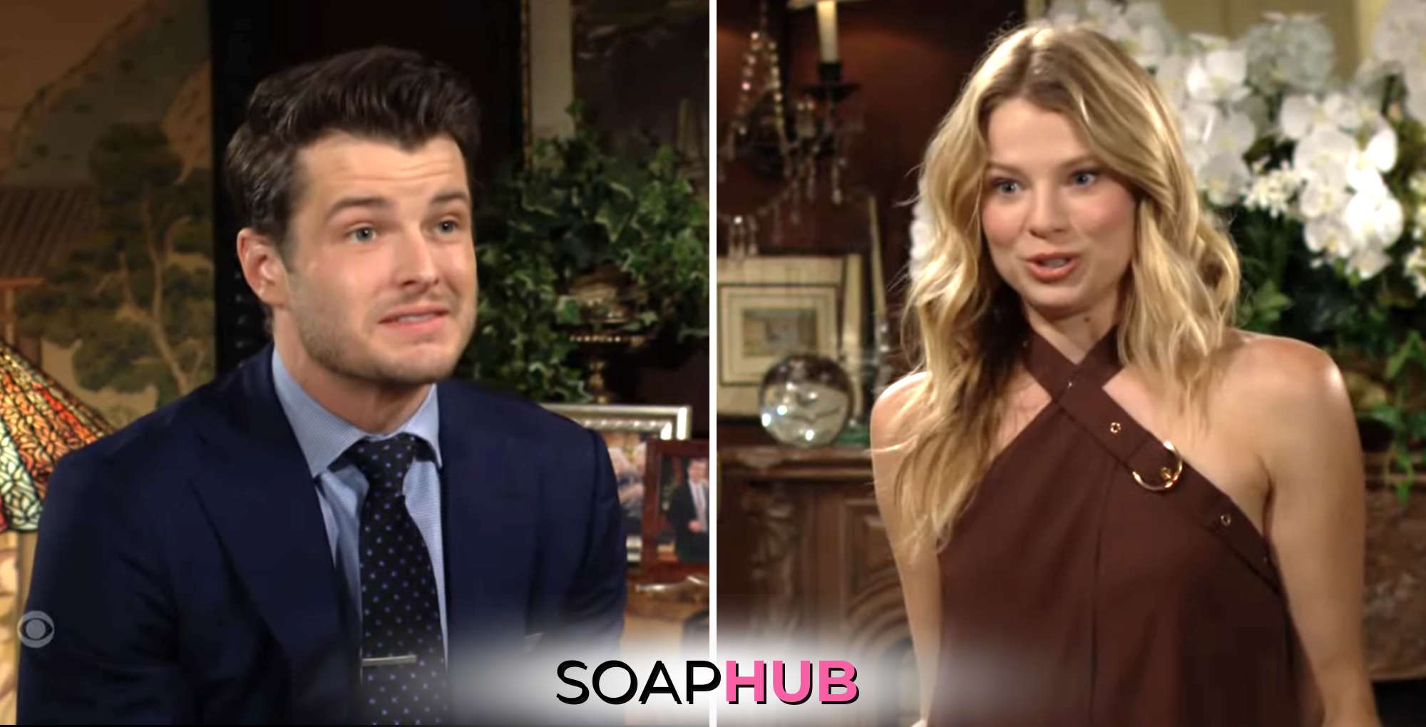 Young and the Restless July 10 with Kyle, Summer, and the Soap Hub logo.