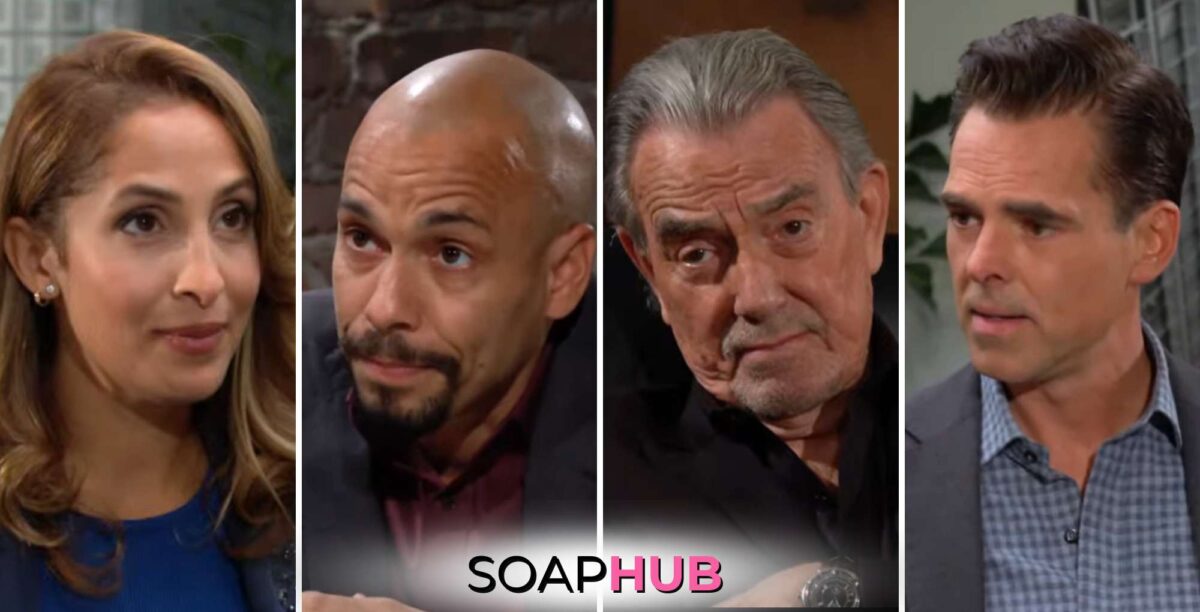 The Young and the Restless July 31 with Lily, Devon, Victor, Billy and the Soap Hub logo.