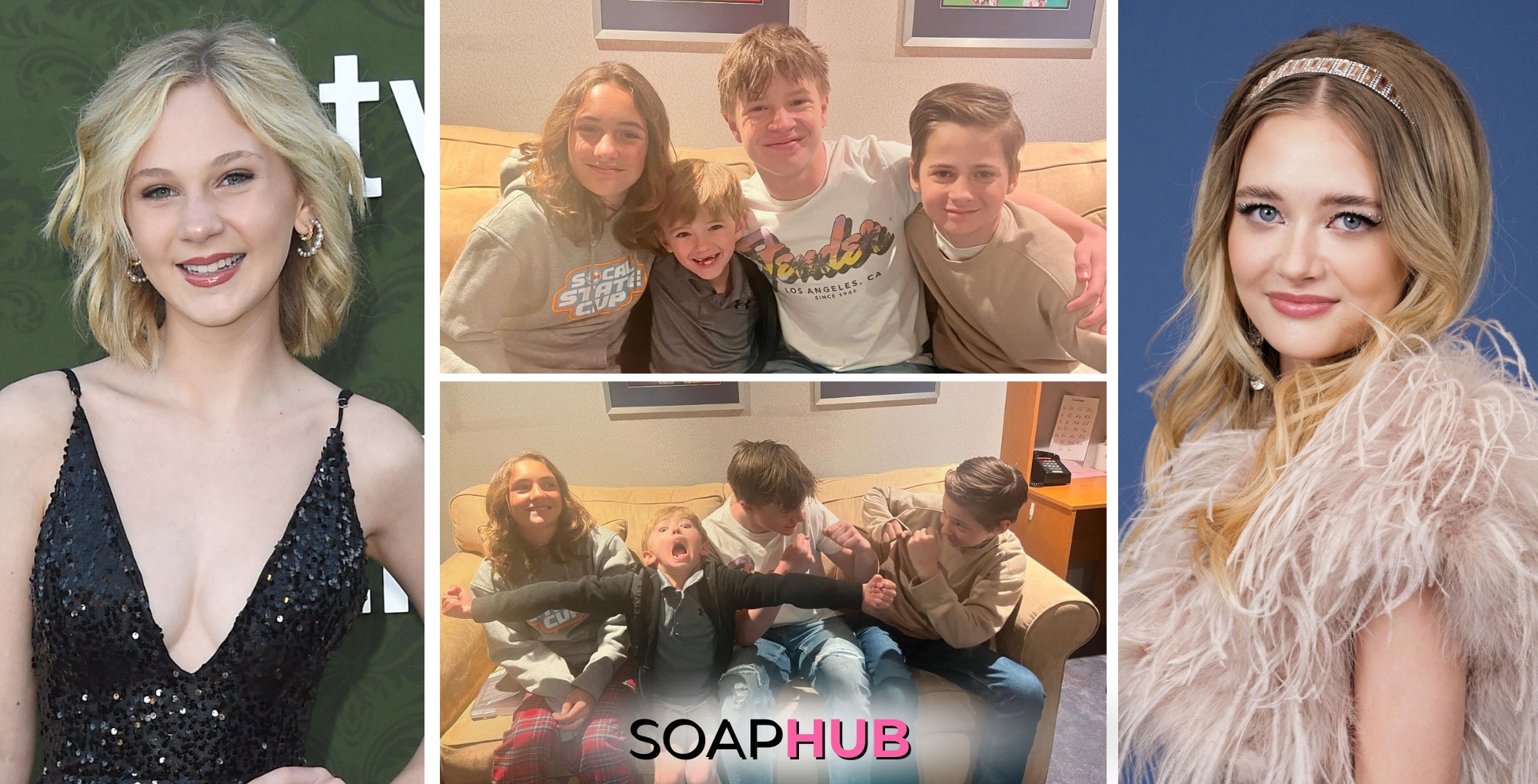 Lily Brooks O'Briant, Reylynn Caster, Pashton Mishkind, Redding Munsell, Judah Mackey, Sienna Mercuri Soap Hub logo