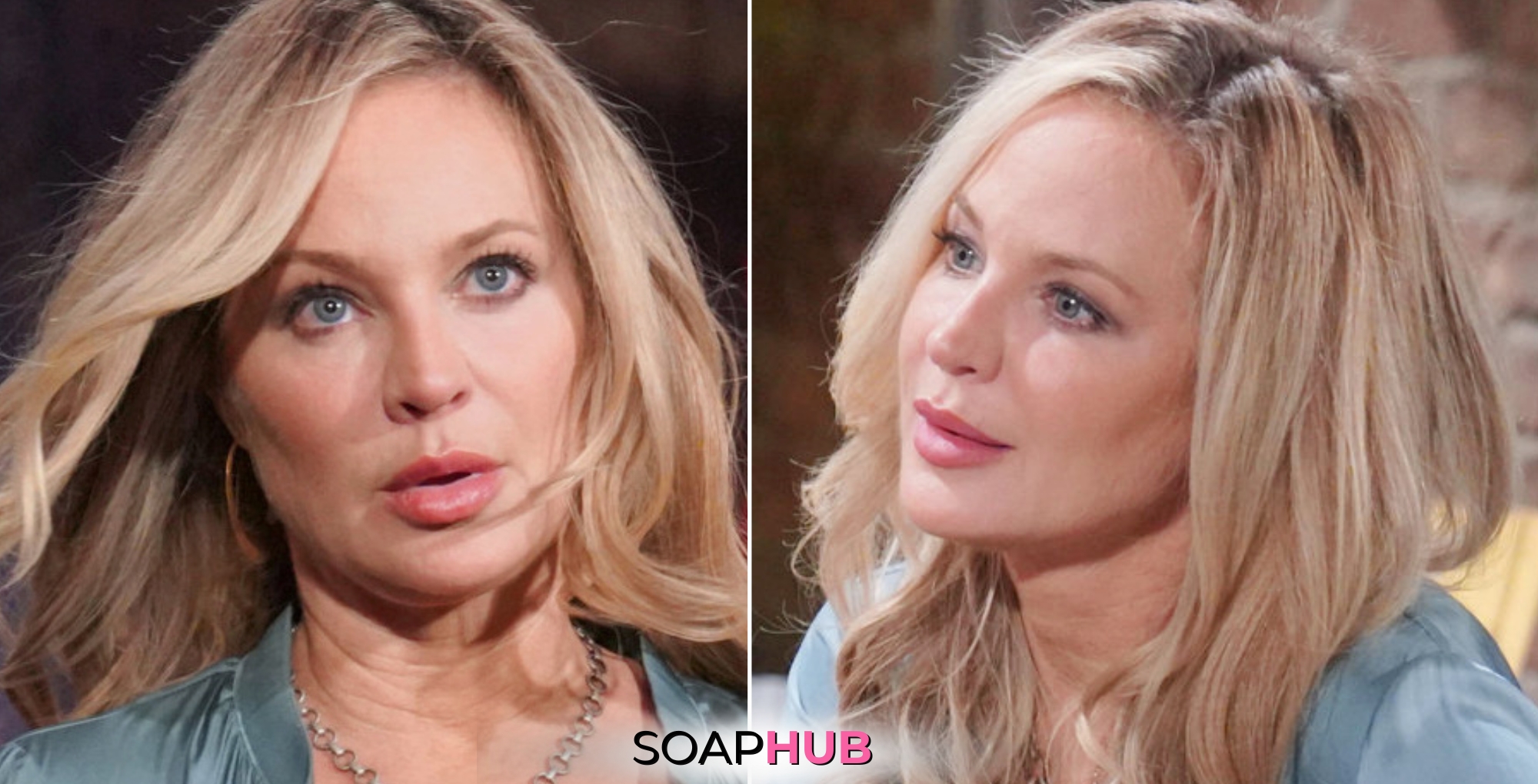 The Young and the Restless spoilers July 10 with Sharon and the Soap Hub logo.