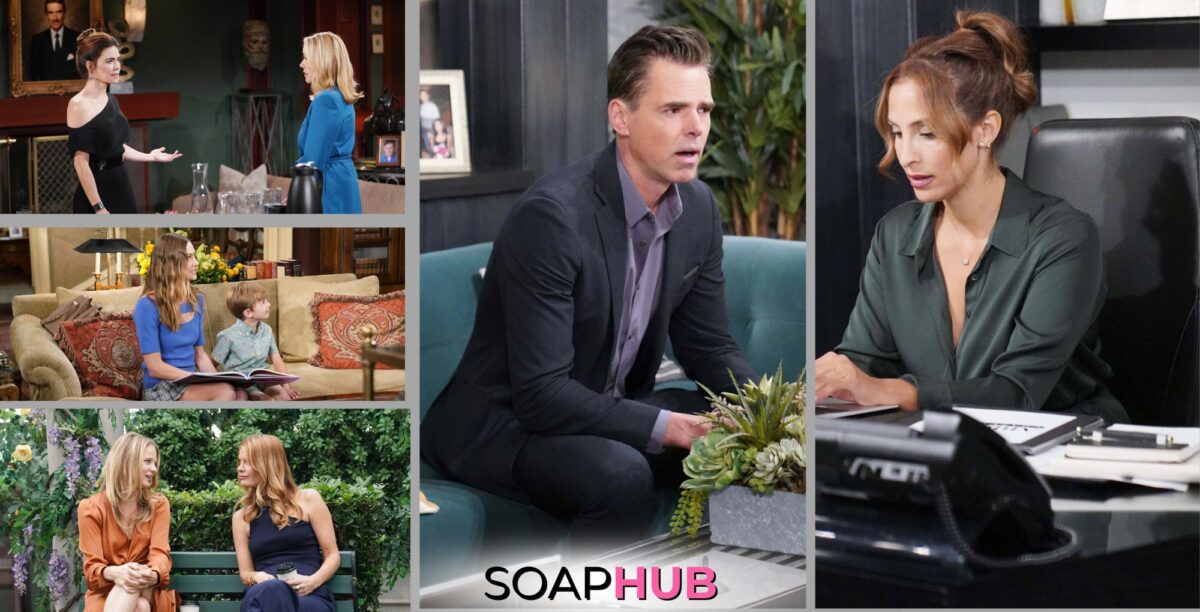 The Young and the Restless spoilers photos July 26 with the Soap Hub logo.