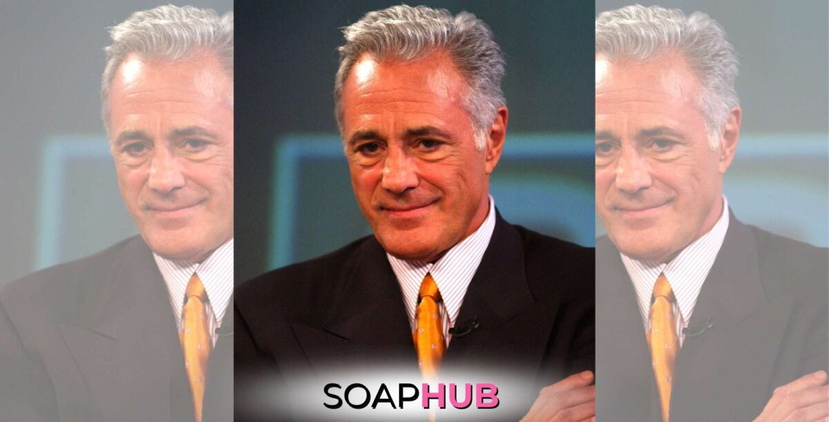 Another World and Knots Landing star John Aprea with the Soap Hub logo.