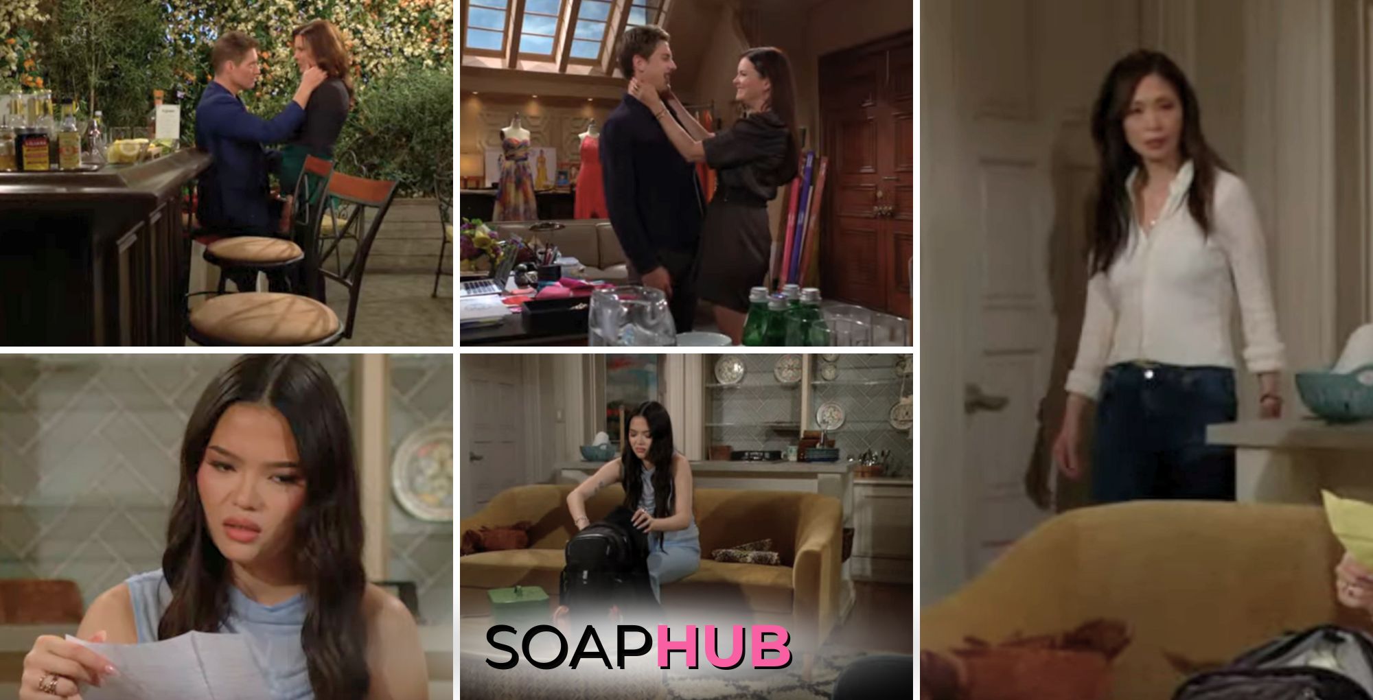 Collage of the Friday August 2, episode of The Bold and the Beautiful, with Soap Logo near bottom of the image.