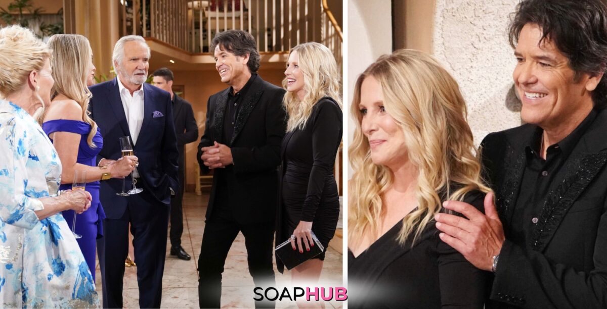 Bold and the Beautiful Spoilers August 13 Danny And Christine at the Forrester mansion wit the Soap Hub logo.