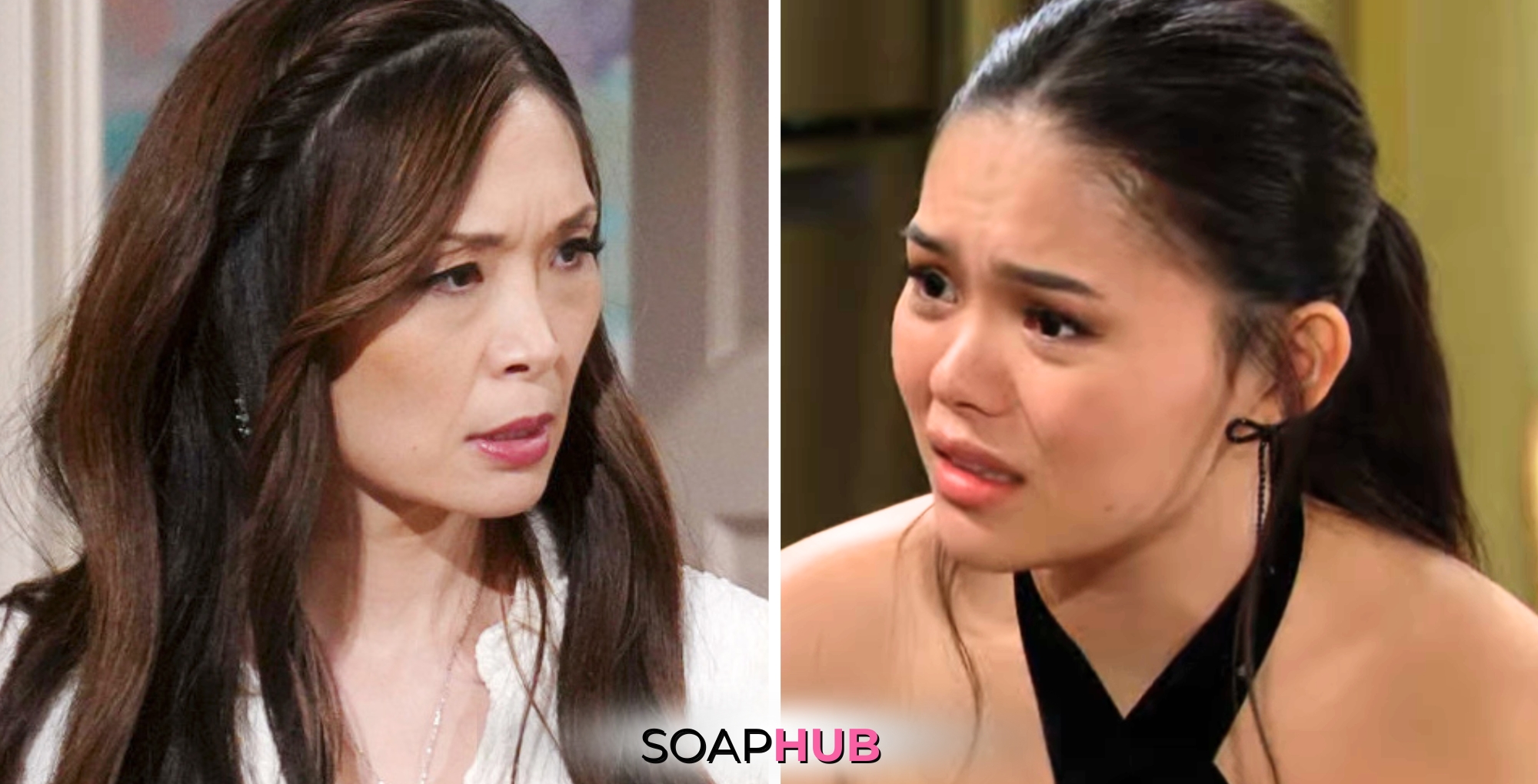 Bold and the Beautiful Spoilers for Thursday, August 8, Episode 9333 Feature Poppy and Luna with the Soap Hub Logo Across the Bottom.