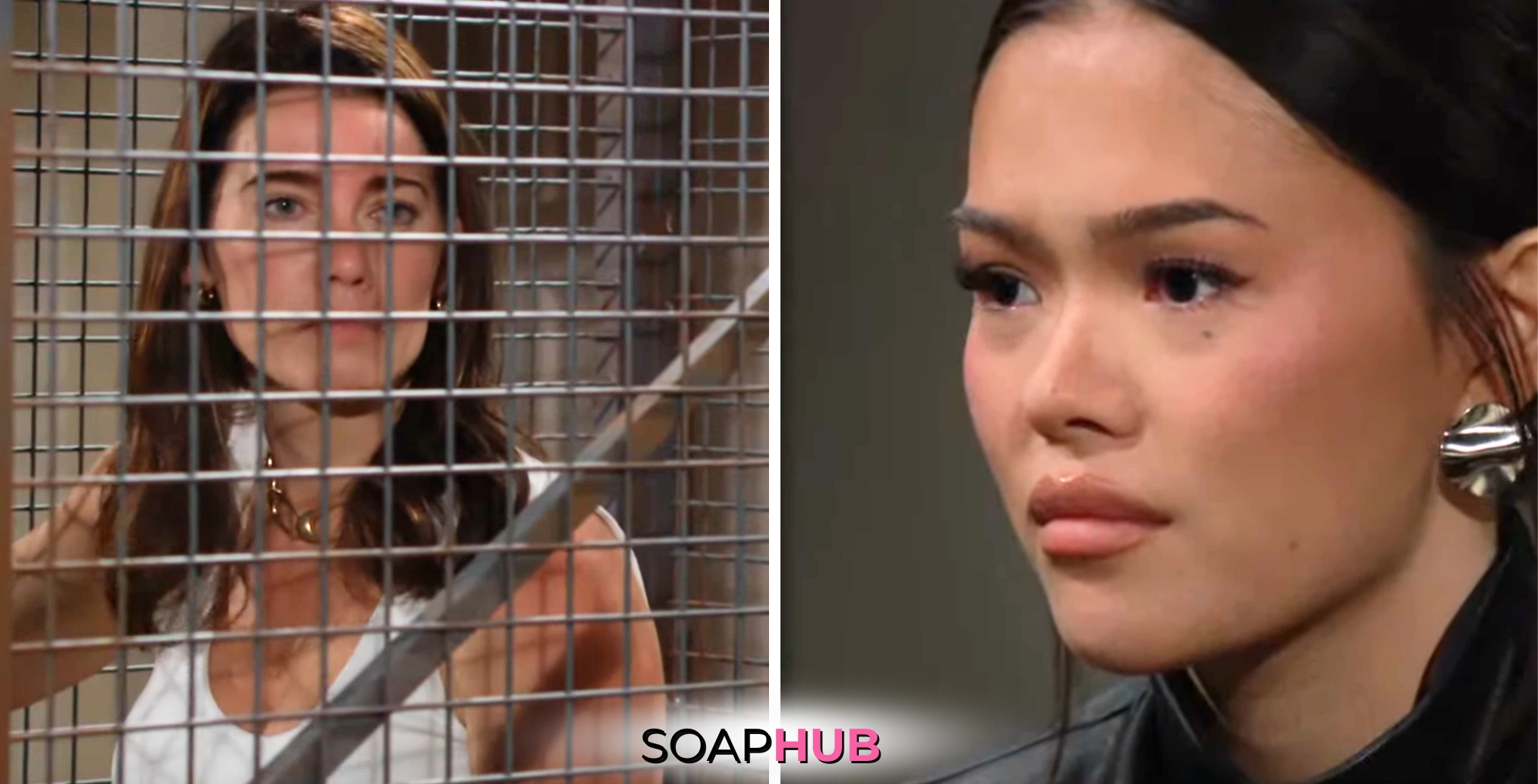 Bold and the Beautiful Spoilers for Monday, September 2, Episode 9350 Features Steffy and Luna with the Soap Hub Logo Across the Bottom.