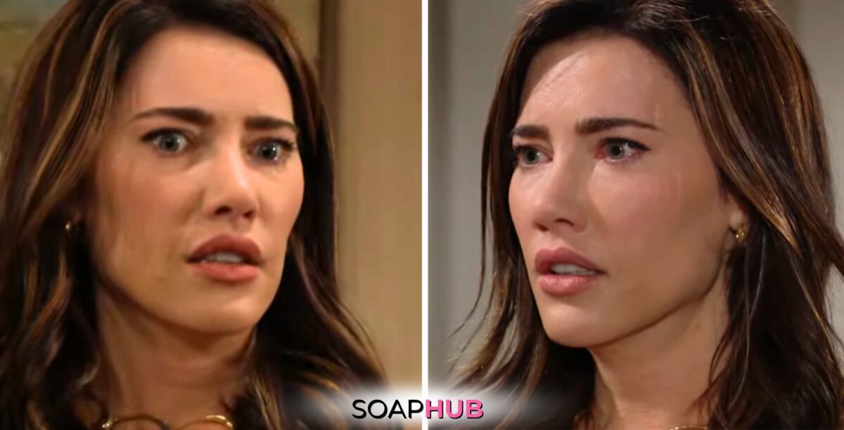 Bold and the Beautiful Spoilers for Monday, August 26, Episode 9345 Feature Steffy with the Soap Hub Logo Across the Bottom.