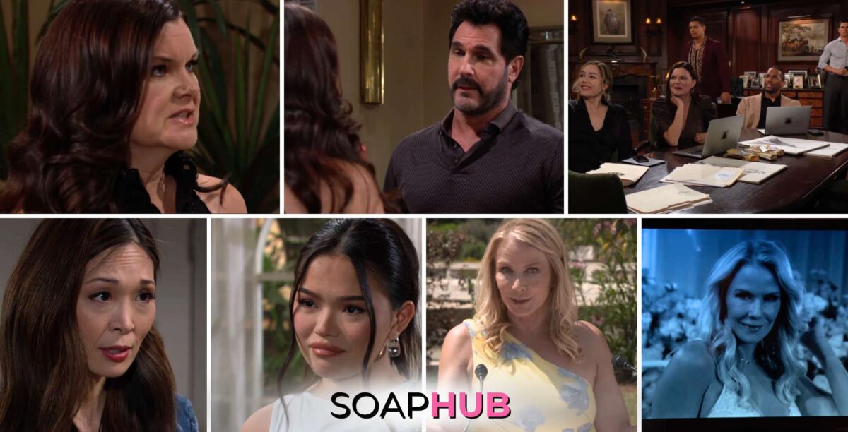 Bold and the Beautiful spoilers weekly video August 5-9 with the Soap Hub logo.