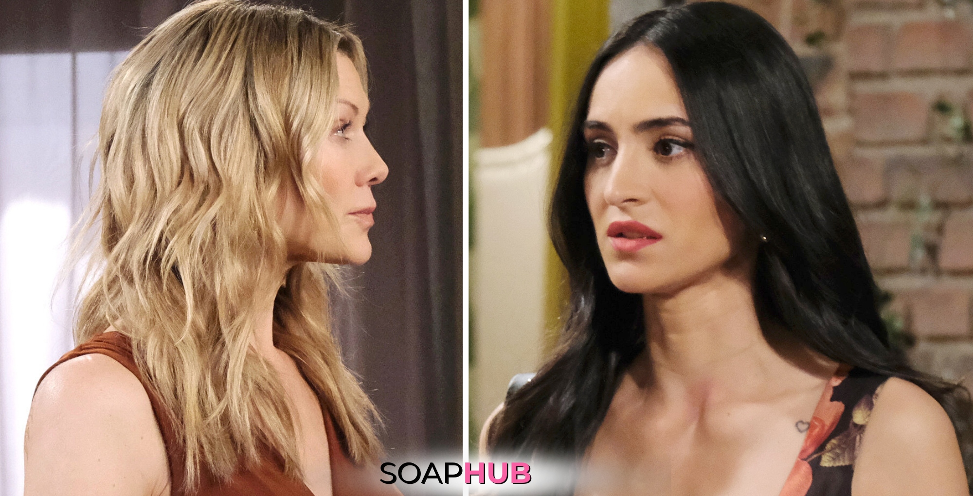 Days of our Lives Spoilers August 16 Gabi, Kristen, and the Soap Hub logo.